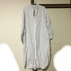 m*i様 シャツワンピース 白 ホワイト ボーダー ストライプ