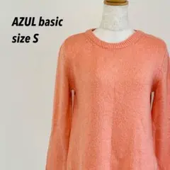 【美品】AZUL basic 後ろジップ クルーネックニット オレンジピンクS