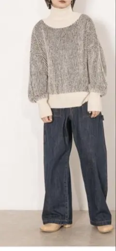 リブハイネック ニット