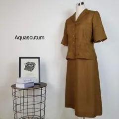 美品Aquascutum透け感ペイズリー柄シアージャケットスカートセットアップ