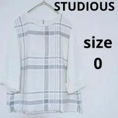 STUDIOUS ステュディオス 五分袖 チェック ブラウス シャツ トップスのサムネイル