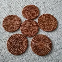 天然素材 円形コースター 6枚セット