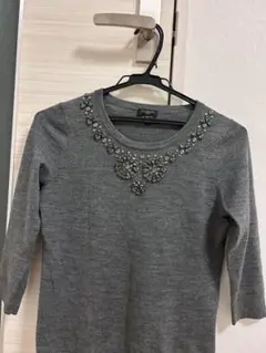 TALBOTS グレー ビジュー ニット P