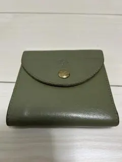 イルビゾンテ　オリーブグリーン レザー 三つ折り財布