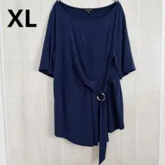 イマン IMAN チュニック Tシャツ ネイビー 無地 XL 紺 ゆったり