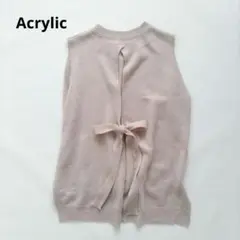 Acrylic アクリリック　ベージュ ニットベスト　リボン　フリーサイズ
