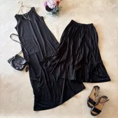 NO.3-175 INED ノースリーブロングワンピース　スカート　黒