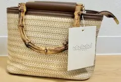 〖新品未使用〗 バンブー風ハンドルのかごバッグのサムネイル
