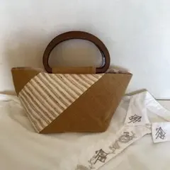 正絹帯リメイク 横長ボストンショルダーバッグ ゴールドラメ入り 流線