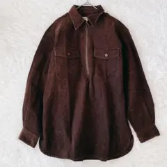 エディーバウアー コーデュロイシャツ ハーフジップ 比翼ポケット ブラウン