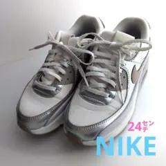 【美品】★ナイキ AIR MAX 90 lv8 シルバー ホワイト 24㌢