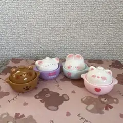 ミニチュア　アニマル　キャセロール　くま・猫・うさぎ・犬　セット　ドールハウス