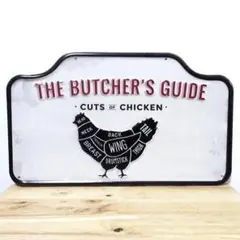 ブリキ看板 ビンテージ CUTS CHICKEN 鶏肉 チキン 部位 ニワトリ