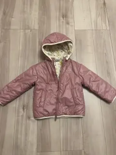 110センチ ハッカキッズ ピンク花柄リバーシブルジャケット フード付き