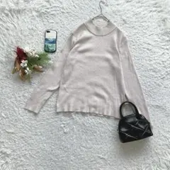 グローバルワーク リブニット セーター 長袖 ハイネック シンプル L デイリー