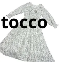 tocco closet パール付ハートドットフリルシャーリングワンピース　M