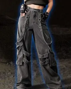 SHEIN ROMWE Grunge Punk フラップポケットカーゴジーンズ