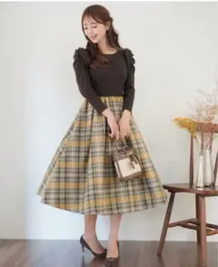 vanillerチェック柄ドッキングワンピース♡お嬢様華奢見え♡