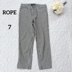 ロペ　サブリナパンツ　チェック　黒／白　S ストレッチ　サイドスリット　股上浅めのサムネイル