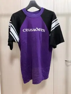 70s Championバータグ USA製フットボールTシャツ 紫/黒