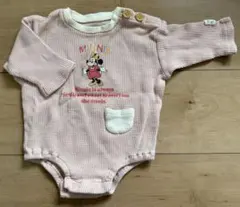 ミニーマウス プリント リブ編みロンパース