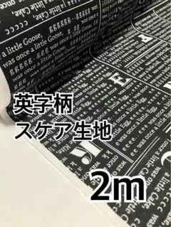 2m 国産monocrie collection 英字　スケア　黒　ハギレ　生地