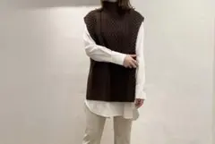 N*I様 ダークブラウン ハイネックニットベスト