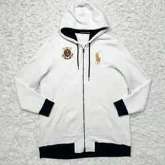 ラルフローレン スポーツ ジップアップパーカー ビッグポニー 白 金 大きめ