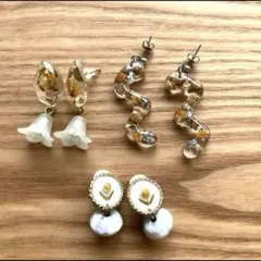 黄色のお花　ハンドメイドイヤリング、ピアス　まとめ売り