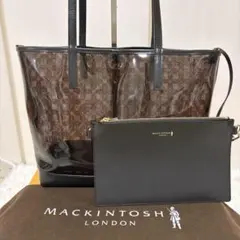 レア✨マッキントッシュロンドン✨クリア　トートバッグ　ブラウン　専用ポーチ袋付きのサムネイル