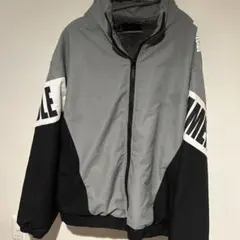 フリースライニング フード付きナイロンジャケット M グレー/ブラック