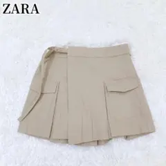 ザラ ZARA ポケット付きキュロット ベージュ ミニ丈 シンプル カジュアル