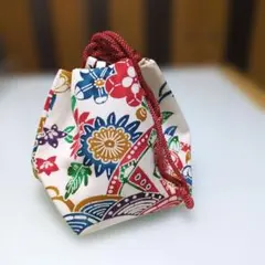 昭和レトロ　和装用 巾着バッグ 花柄 浴衣 着物のサムネイル