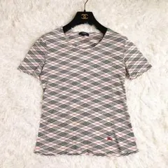 希少✨バーバリー ロンドン ノバチェック 総柄 ロゴ刺繍 カットソー 半袖y2k