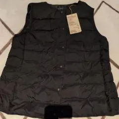 無印　ダウンノーカラーベスト　黒　M
