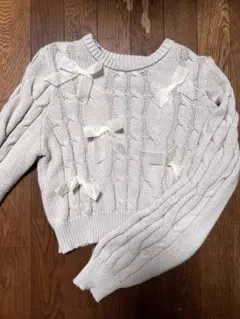 ems excite リボン ニット ピンク