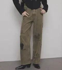 ameri】PAINT MOTIF PRINT DENIM PANTS - メルカリ