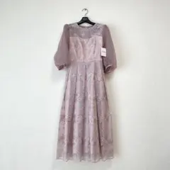 【新品未使用】AIMER オーガンジー花柄刺繍ボリュームスリーブドレス