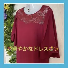 えんじ色 パーティードレス フォーマルドレス 結婚式 大きめサイズ L 良品