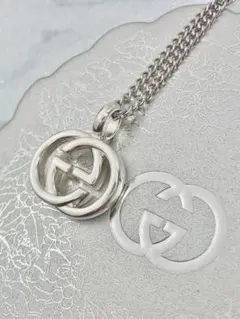 【超美品】GUCCI ネックレス トップ925＋社外チェーン 男女兼用