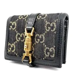 【極美品】GUCCI ジャッキー GG柄 二つ折り財布 デニム
