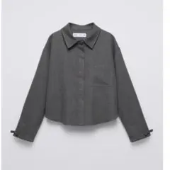zara リボン付きシャツ