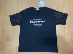 新品未使用　BISKEE レーススリーブ Tシャツ　160cm 黒のサムネイル
