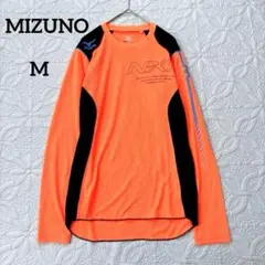 ミズノ　トレーニングシャツ　長袖　M スポーツ　速乾　ストレッチ　オレンジ