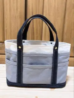 ポケットいっぱい♡帆布のミニトートバッグ風ツールボックス♡グレー