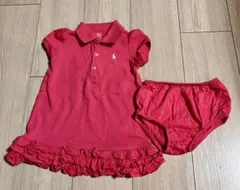 ポロラルフローレン　ベビー　半袖ワンピース　ブルマセット　ピンク　90 24M