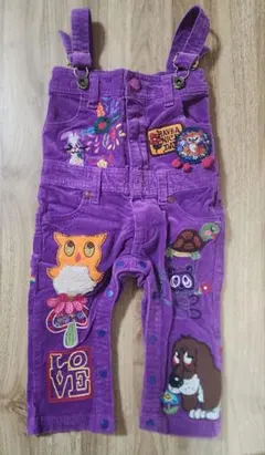 紫色の刺繍オーバーオール　80～85cm