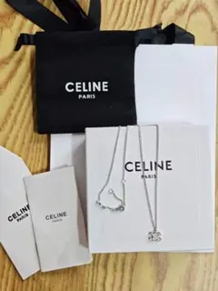 CELINE セリーヌ トリオンフ ラインストーン ネックレス シルバー