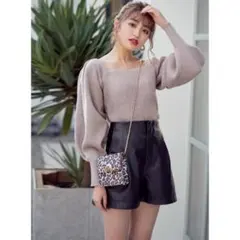 【美品】グレイル GRL スクエアネックニットトップス mb1224 ベージュ