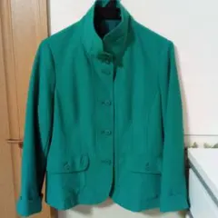 ノーカラージャケット　グリーン　Mサイズ